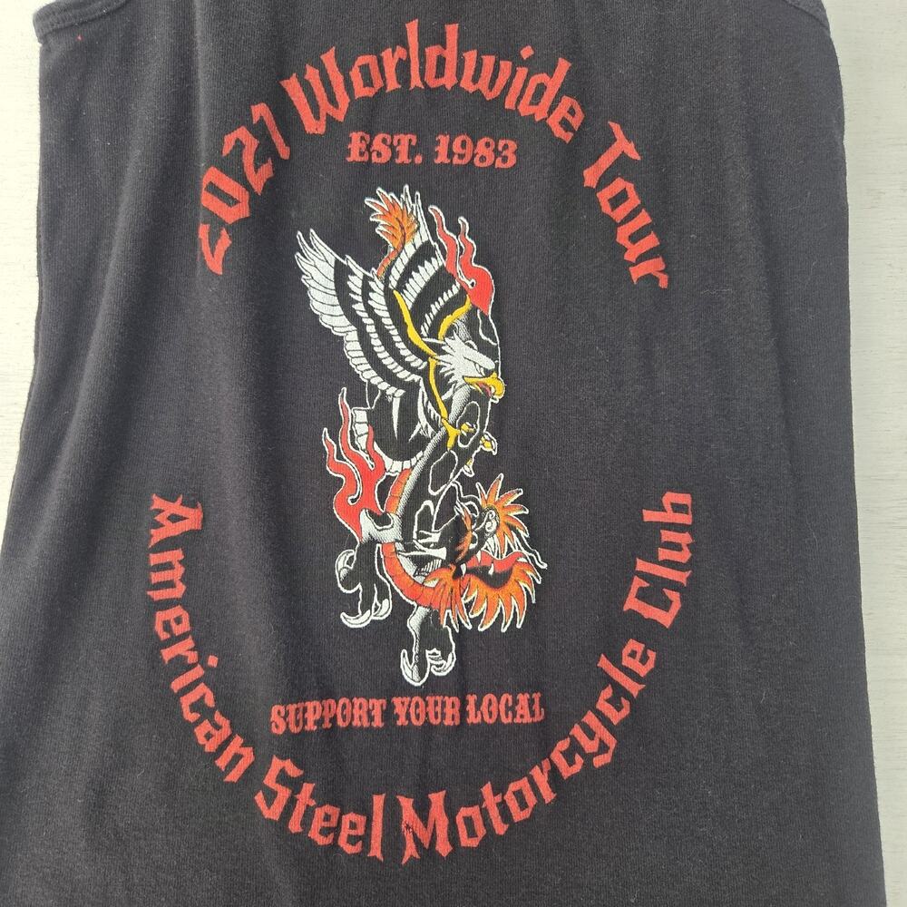 Womens American Motorcycle Club Tank Top M Black 2021 World Wide Tour